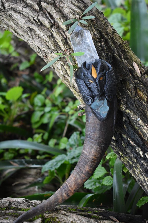 Black Dragon Goat Horn Wand