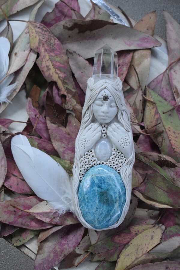 Apatite and Moonstone Goddess Wand