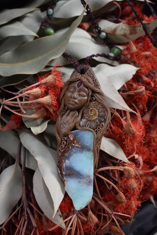 Chrysoprase Goddess with Ammonite