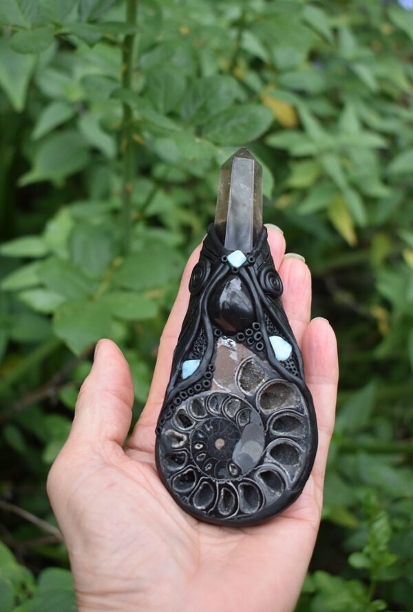 Black Ammonite Wand